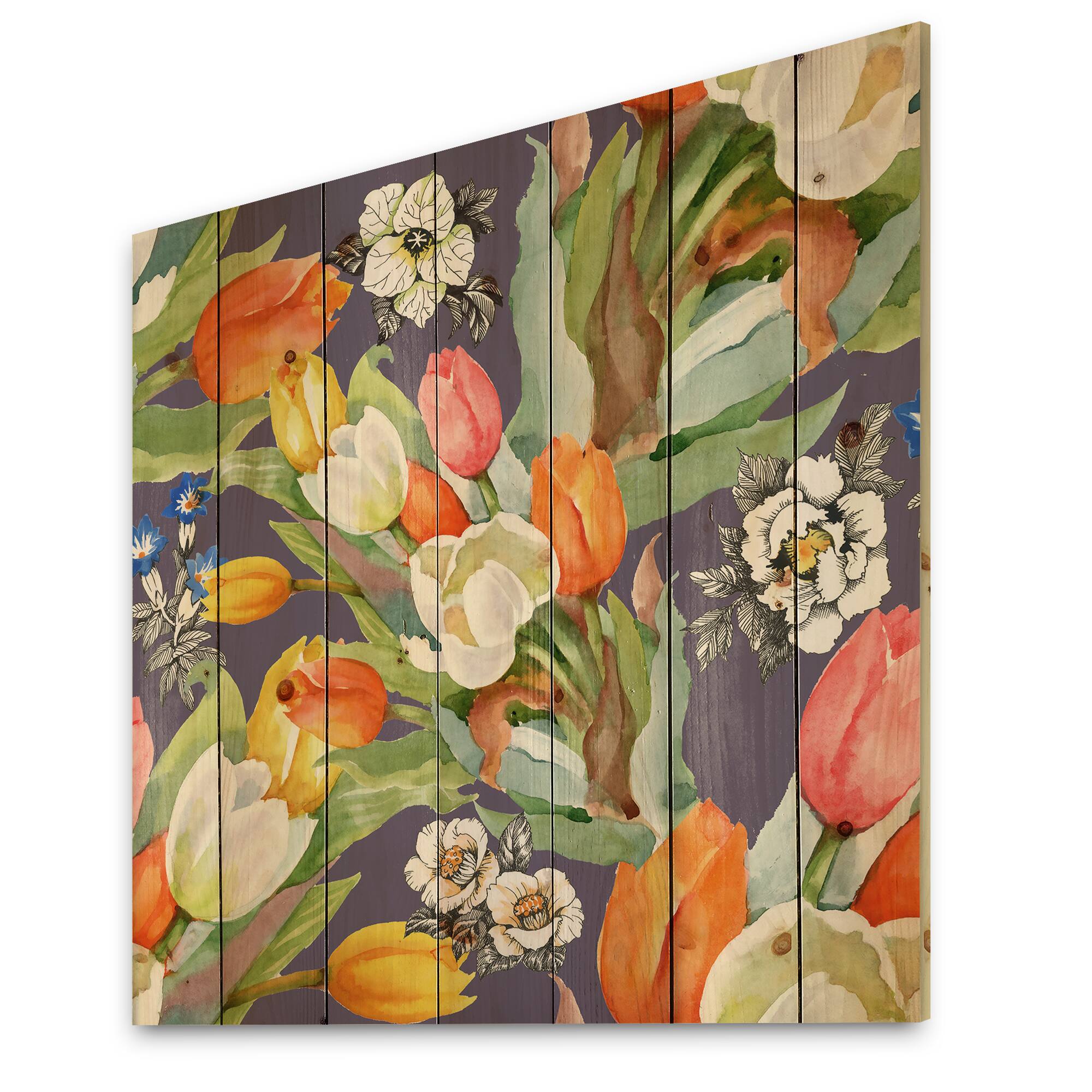 Designart - Blooming White and Orange Tulips VI